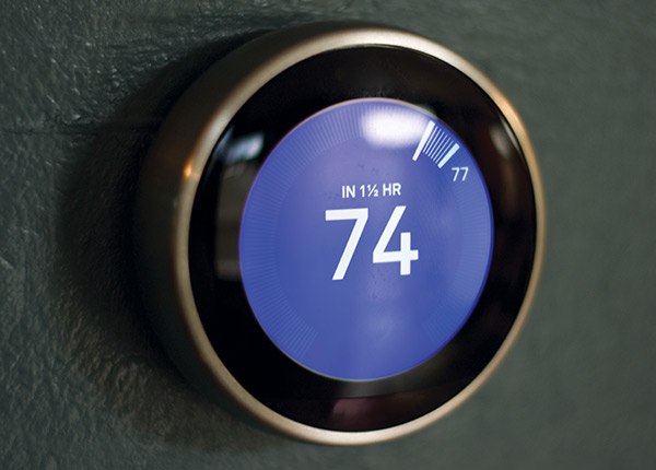thermostat set at 74 degrees